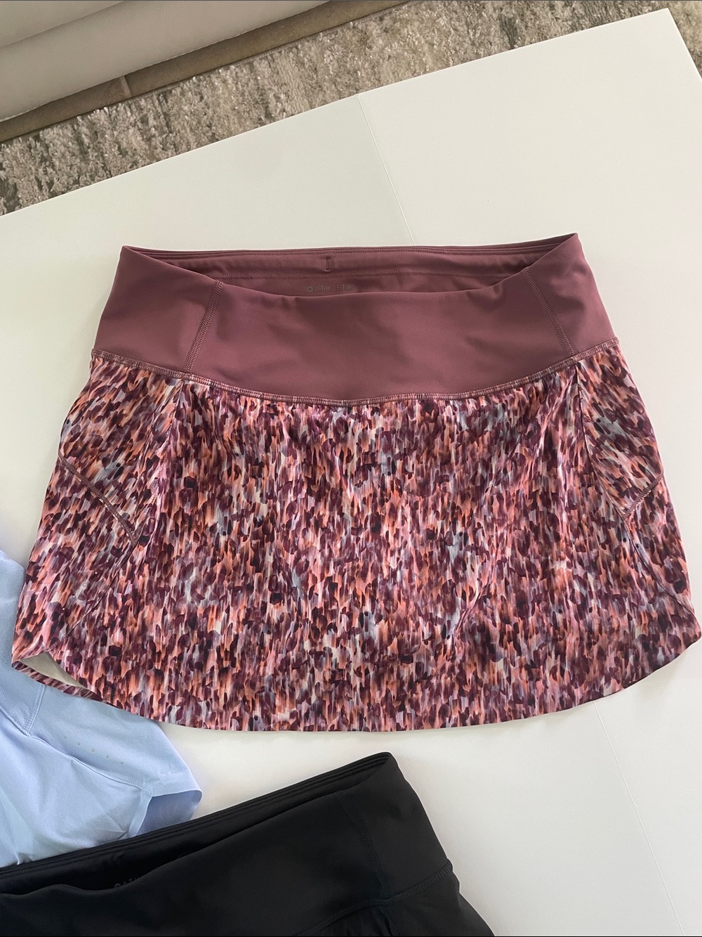 Like new 3 Athleta Run with it 14’ Skorts – Light Blue, Black & Mauve Multi - Picture 4 of 11
